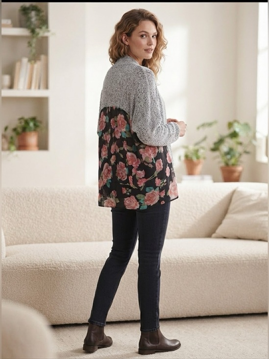audrey Sweaters - Open Knit Floral Cardigan, Forever21